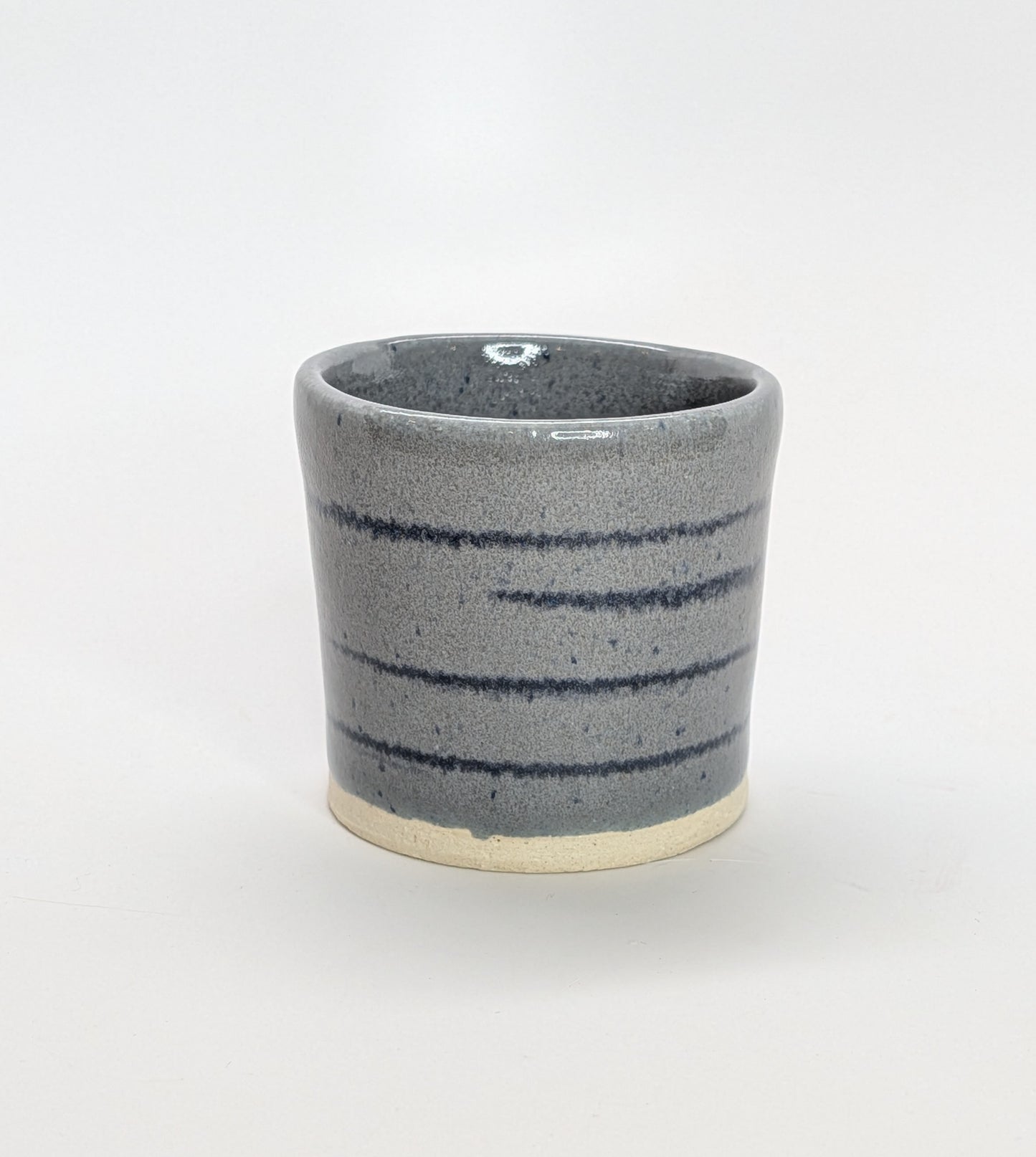 Handmade Stoneware Whiskey Cup - 4 oz Pinstripe Tumbler Hand Thrown in Vermont