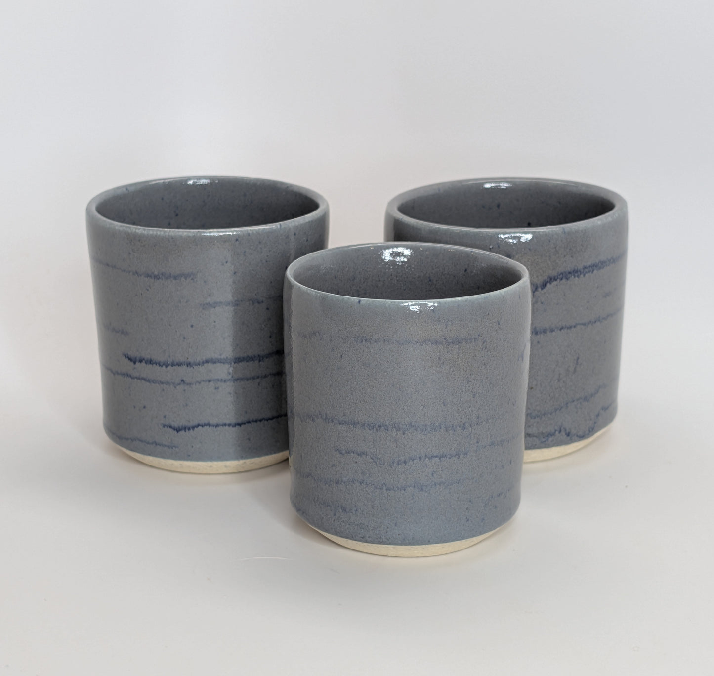 Handmade Stoneware Tumbler Set - 10oz Pinstripe Tumblers Hand Thrown in Vermont