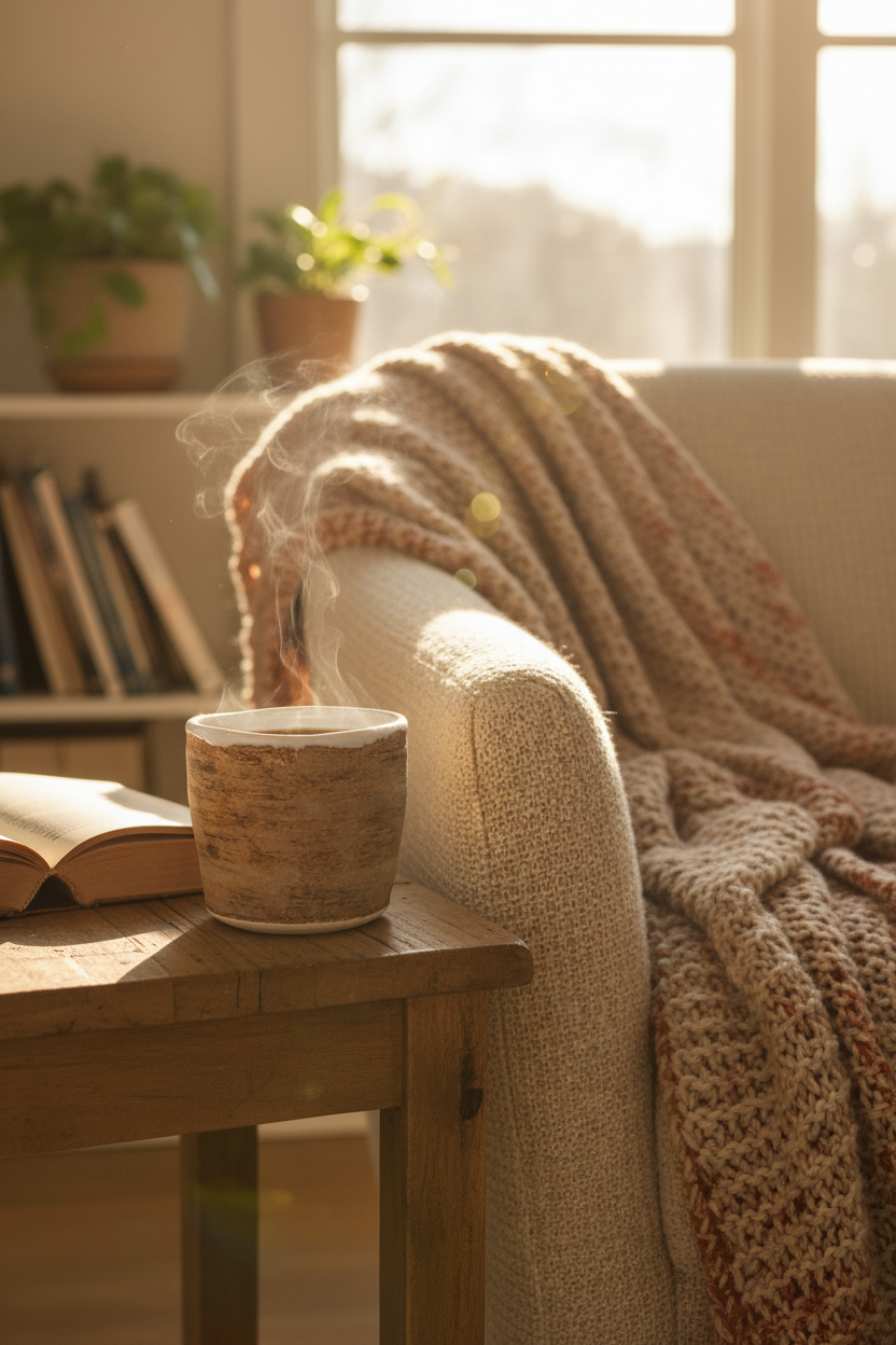 Cozy reading nook lifestyle shot
