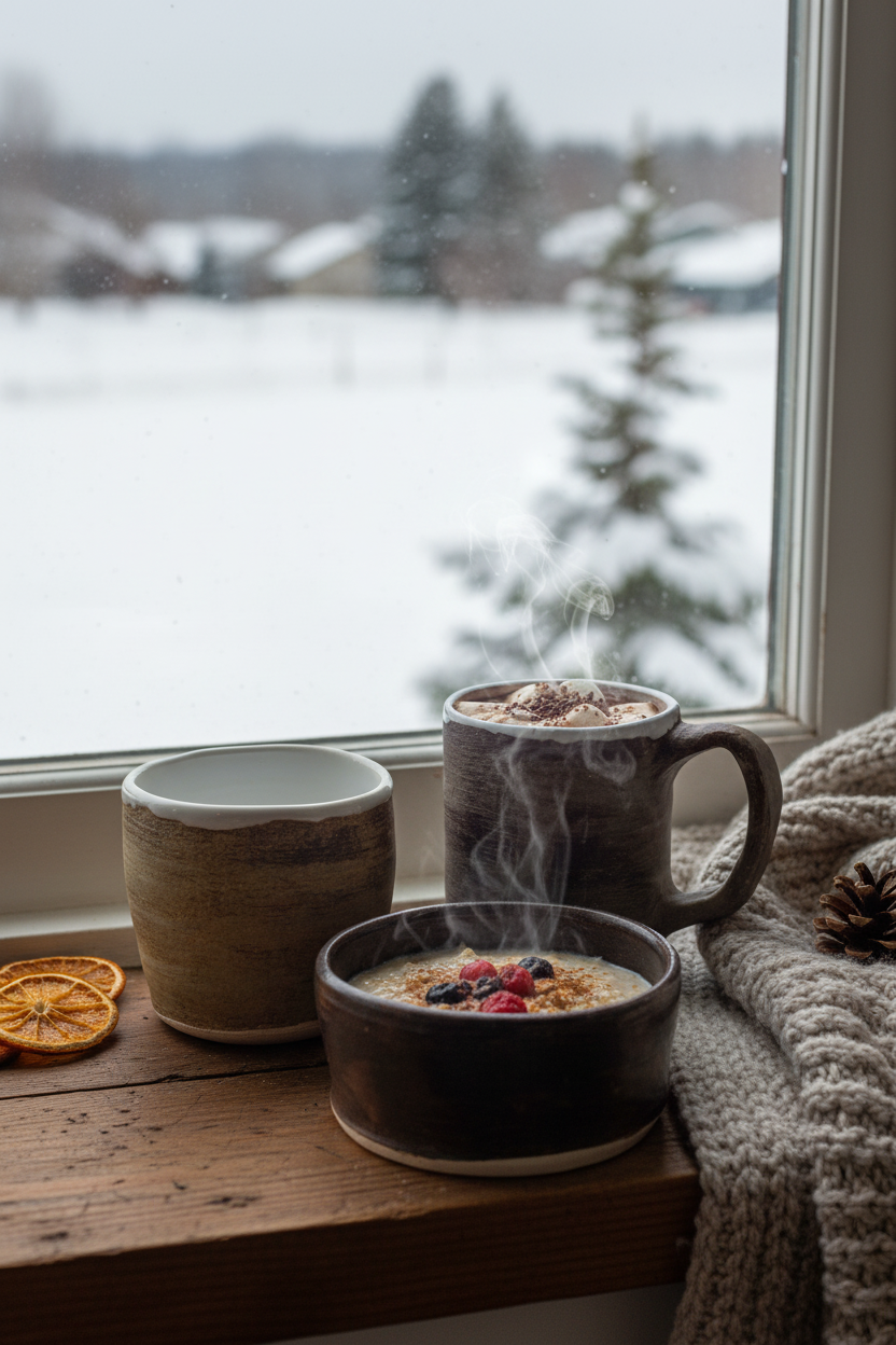 Cozy winter windowsill