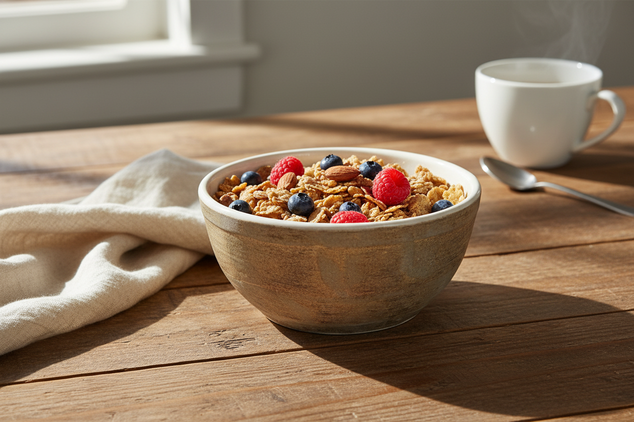 Golden Birch Bowl Breakfast Scene
