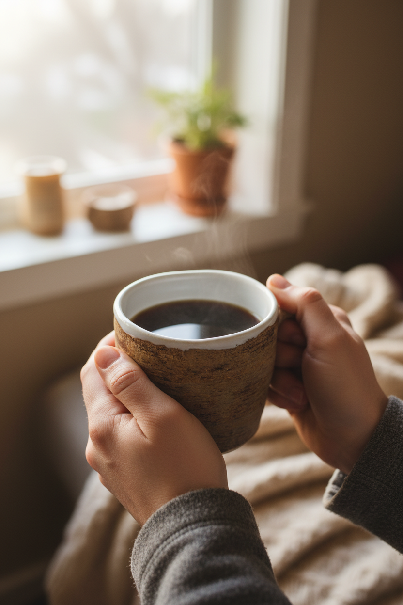 Hands holding mug lifestyle shot