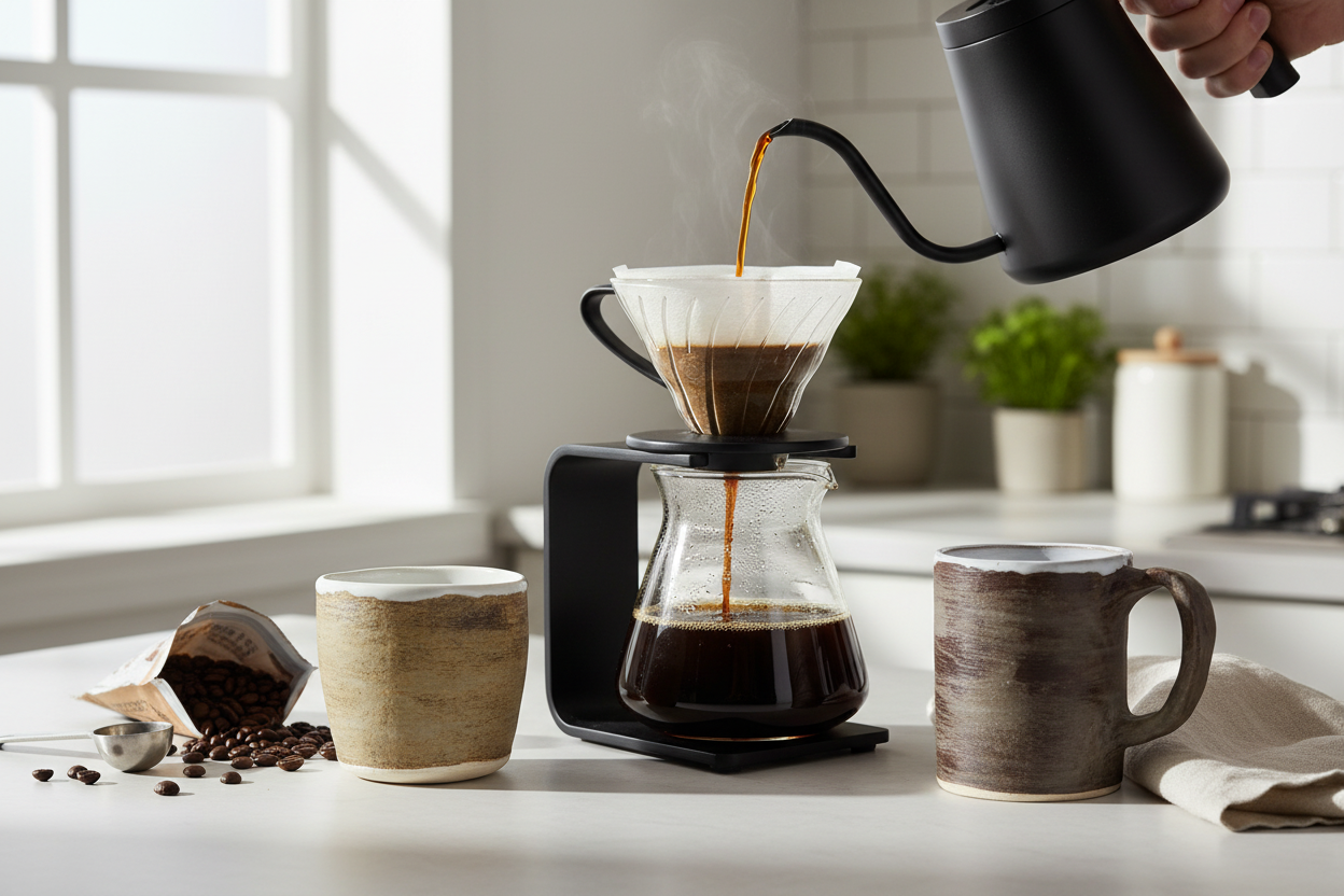 Kitchen counter with brewing