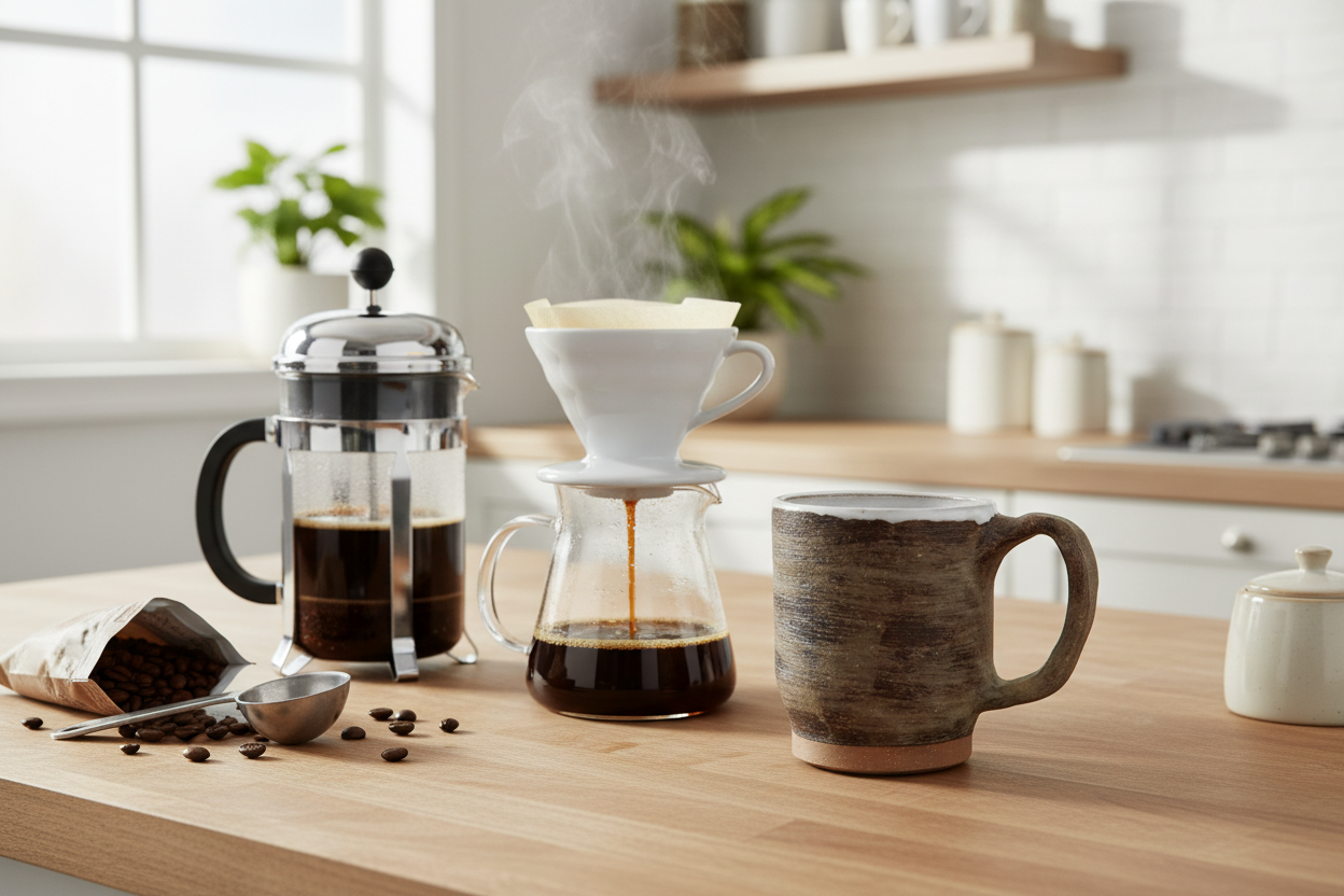 Kitchen counter with brewing