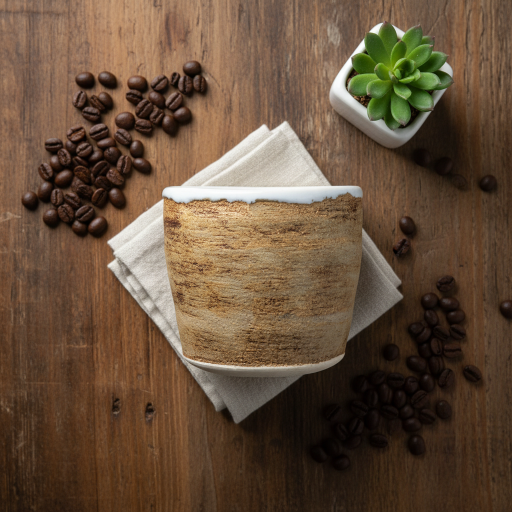 Overhead flat lay with coffee styling