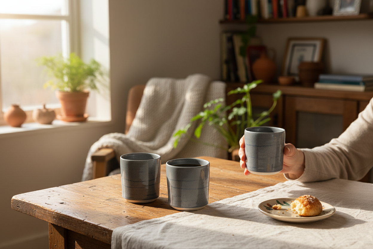 Tumblers on breakfast table